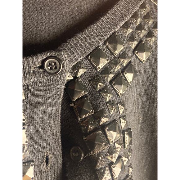 Vintage Glam Black Sequin Embellished Cardigan Sweater Sweaterworks  ~ Sz M/ L - Picture 4 of 7